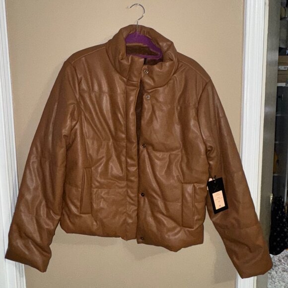 Brown Puffer Jacket M - Picture 2 of 7
